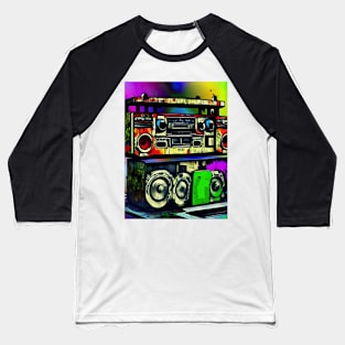 Boom Box Psychedelic Trippy Hip Hop Vibrant Gift Rap Radio Baseball T-Shirt